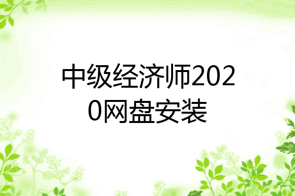 中级经济师2020网盘安装