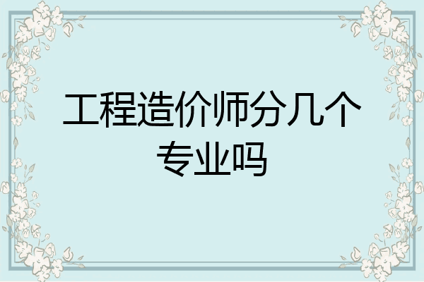 工程造价师分几个专业吗