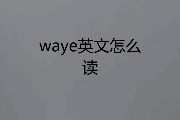 waye英文怎么读