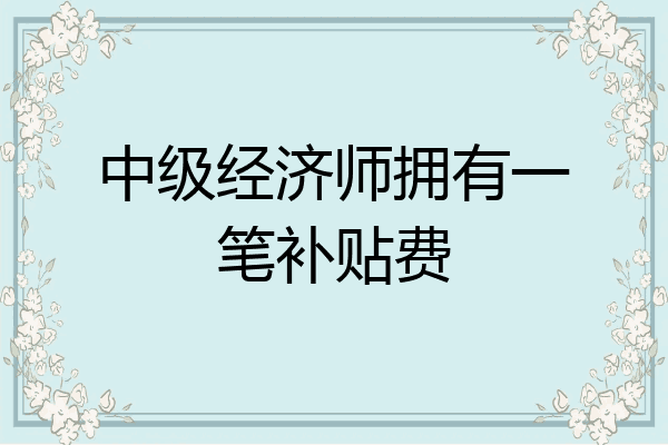 中级经济师拥有一笔补贴费