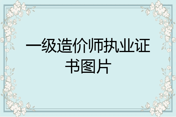 一级造价师执业证书图片