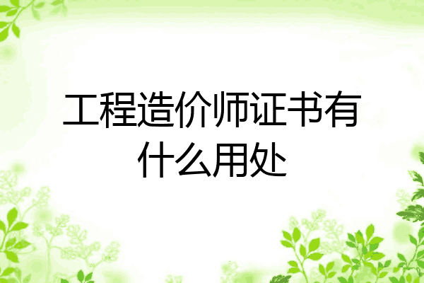 工程造价师证书有什么用处