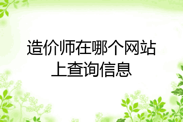 造价师在哪个网站上查询信息