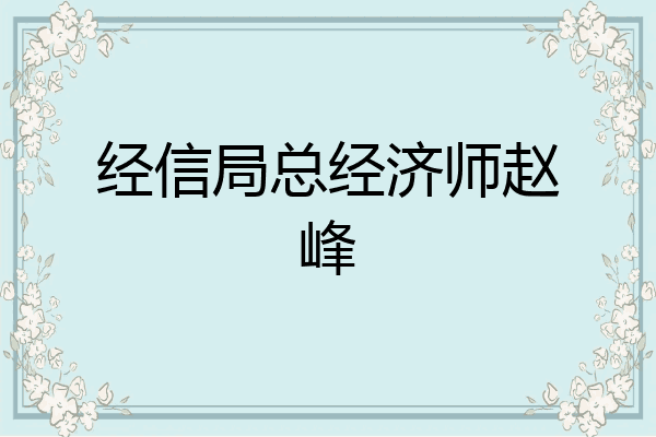 经信局总经济师赵峰