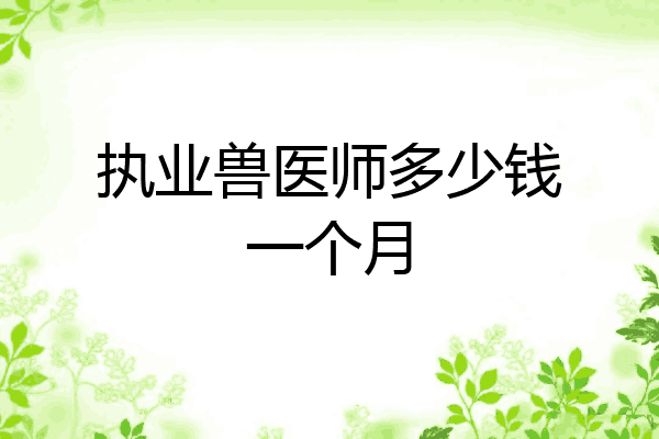 执业兽医师多少钱一个月