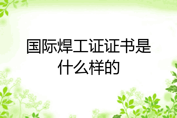 国际焊工证证书是什么样的