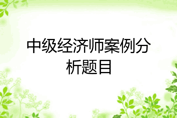 中级经济师案例分析题目