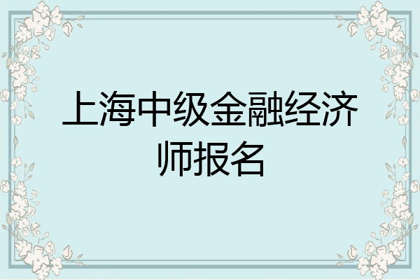 上海中级金融经济师报名