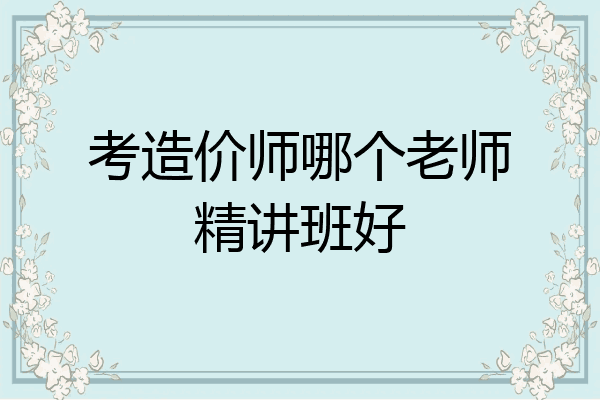 考造价师哪个老师精讲班好