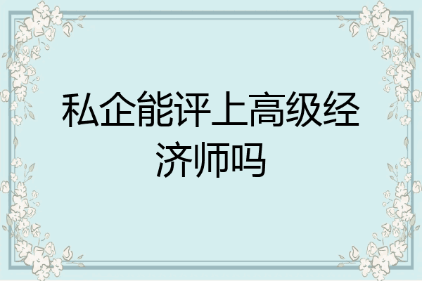 私企能评上高级经济师吗