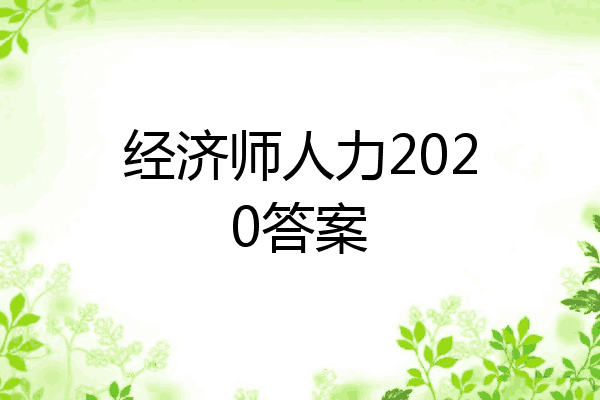 经济师人力2020答案
