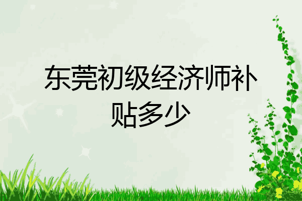 东莞初级经济师补贴多少
