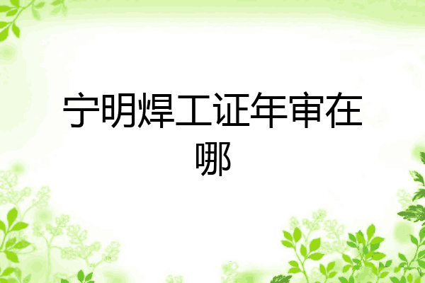 宁明焊工证年审在哪