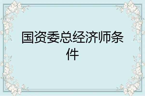 国资委总经济师条件
