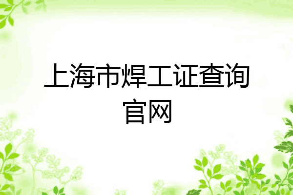 上海市焊工证查询官网