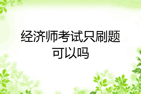 经济师考试只刷题可以吗