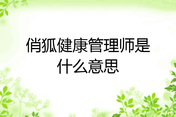 俏狐健康管理师是什么意思