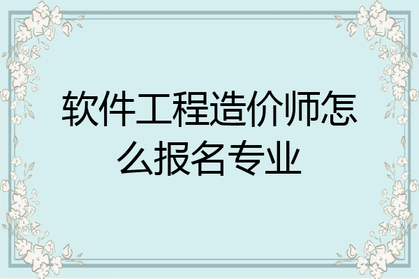软件工程造价师怎么报名专业