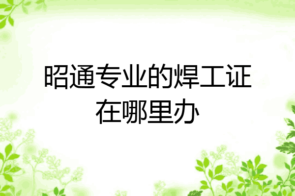 昭通专业的焊工证在哪里办