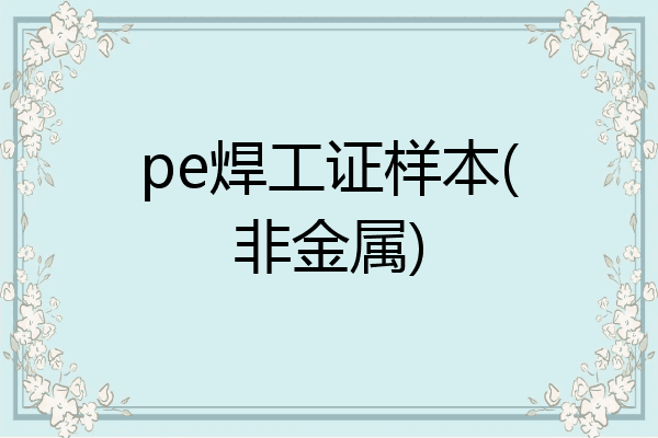 pe焊工证样本(非金属)