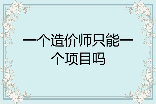 一个造价师只能一个项目吗