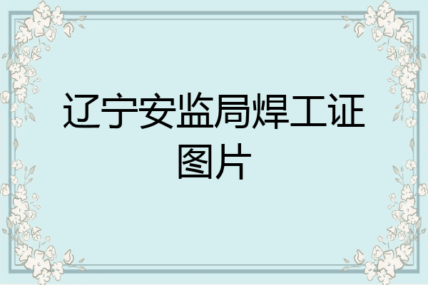 辽宁安监局焊工证图片