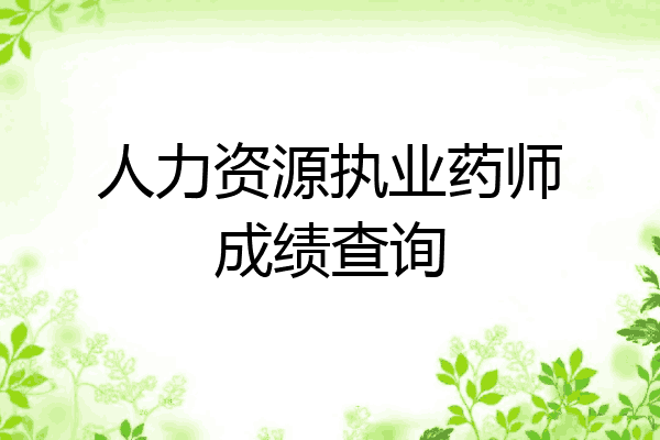 人力资源执业药师成绩查询