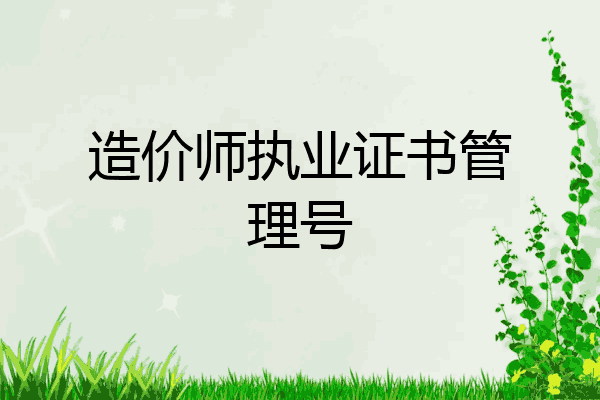 造价师执业证书管理号