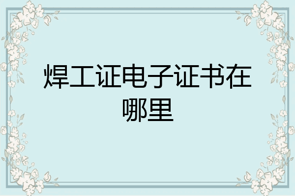 焊工证电子证书在哪里
