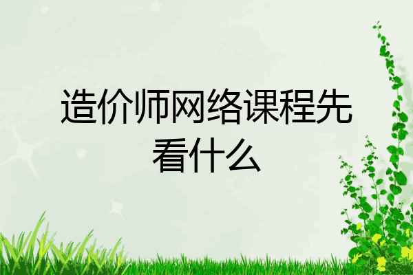 造价师网络课程先看什么