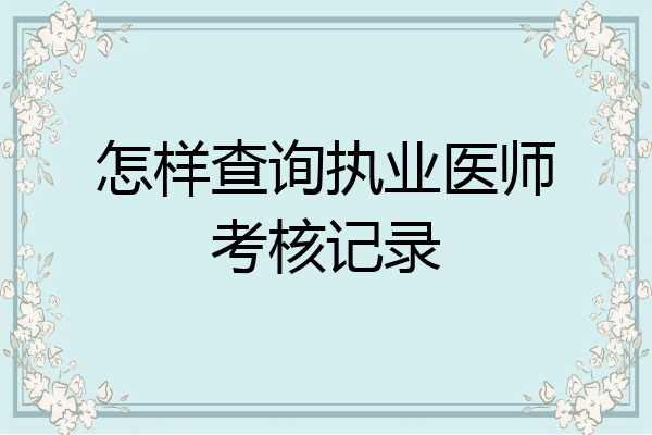 怎样查询执业医师考核记录
