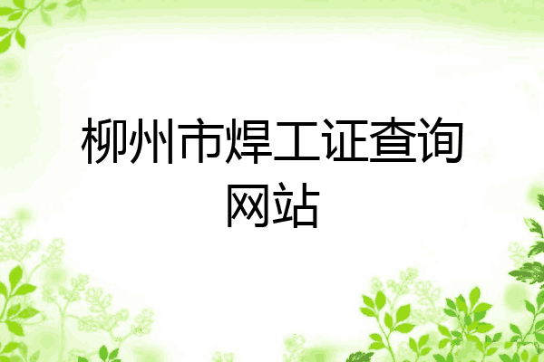 柳州市焊工证查询网站