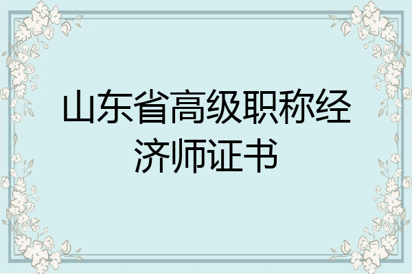 山东省高级职称经济师证书