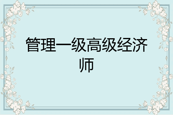 管理一级高级经济师