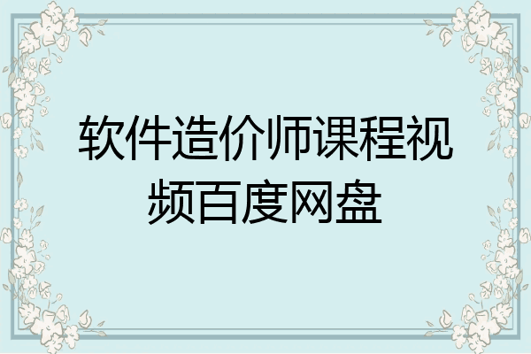 软件造价师课程视频百度网盘