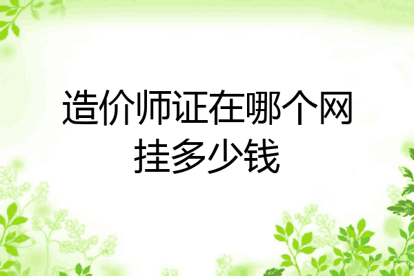 造价师证在哪个网挂多少钱