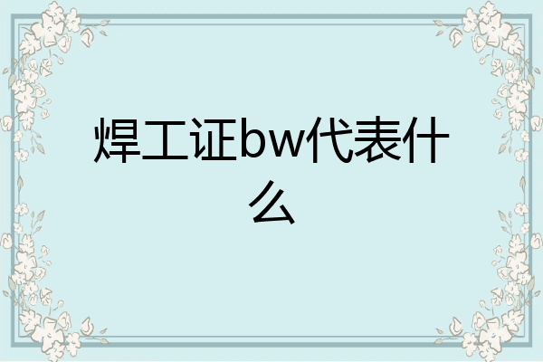 焊工证bw代表什么