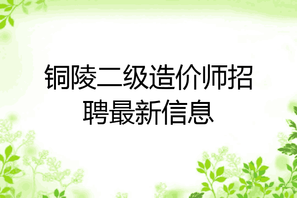 铜陵二级造价师招聘最新信息
