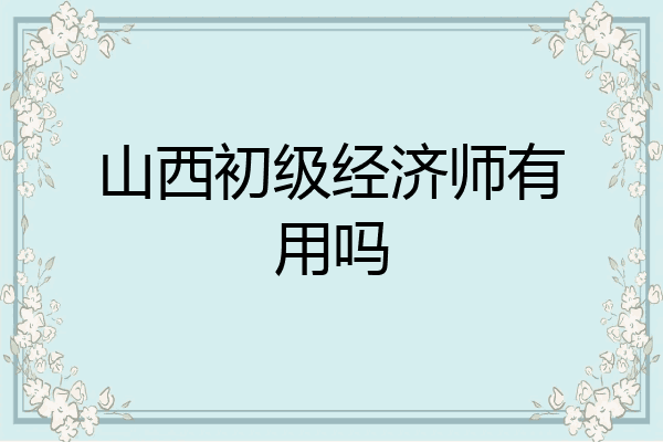 山西初级经济师有用吗