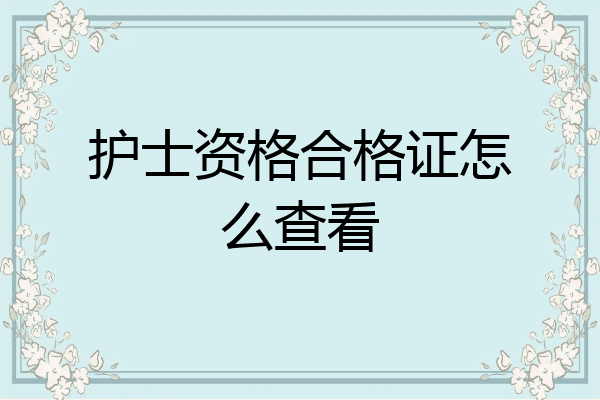 护士资格合格证怎么查看