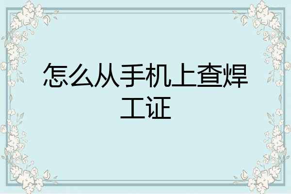 怎么从手机上查焊工证