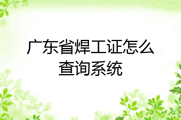广东省焊工证怎么查询系统
