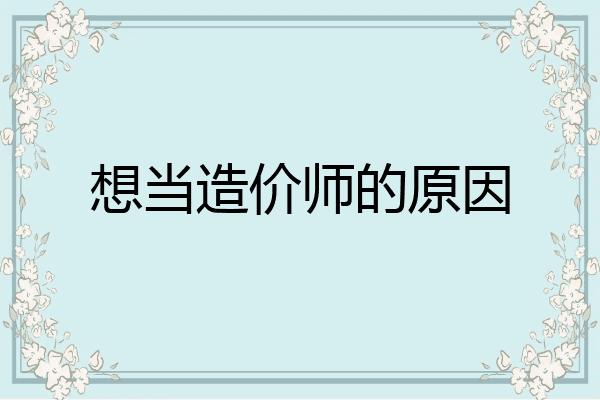 想当造价师的原因