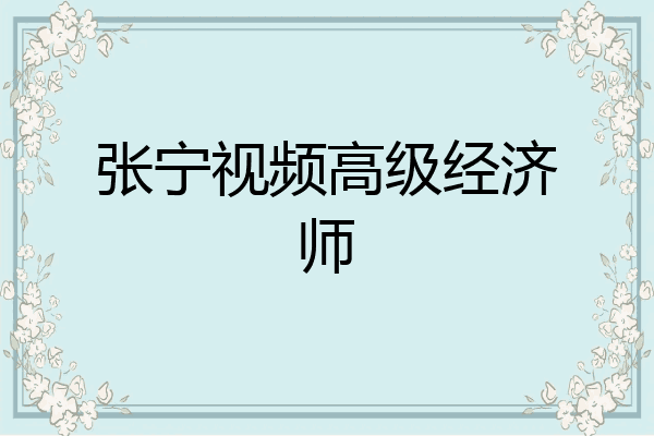 张宁视频高级经济师
