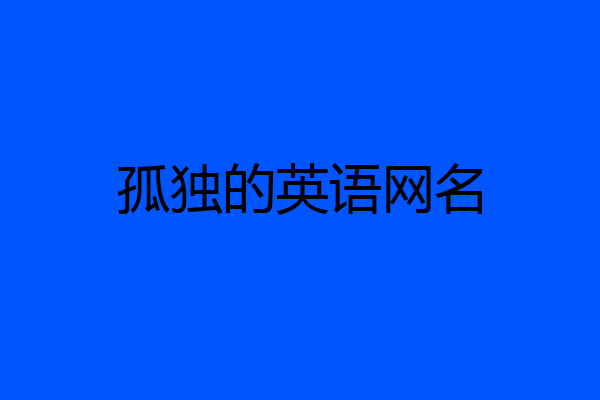 孤独的英语网名