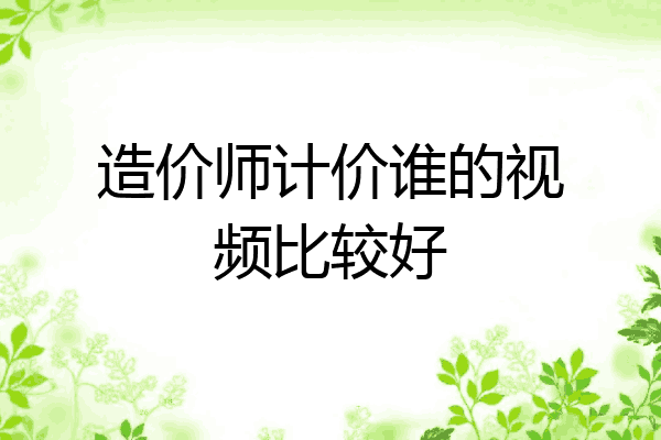 造价师计价谁的视频比较好