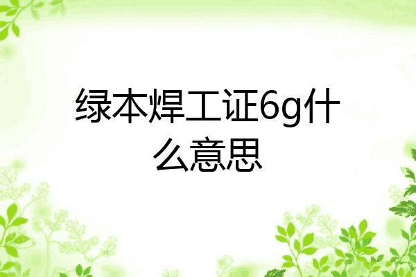 绿本焊工证6g什么意思