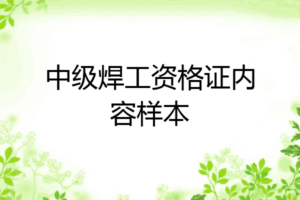 中级焊工资格证内容样本