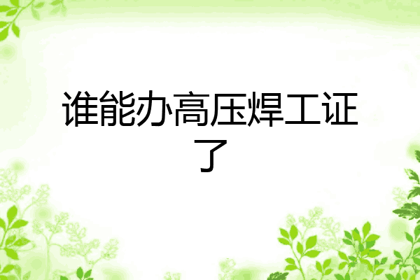 谁能办高压焊工证了