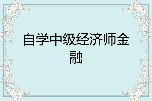 自学中级经济师金融